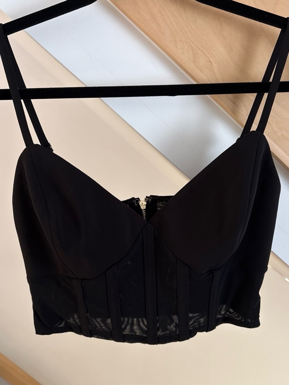 Marciano Black Bustier Crop Top with Double Straps
